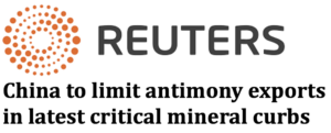 China to limit antimony exports in latest critical mineral curbs